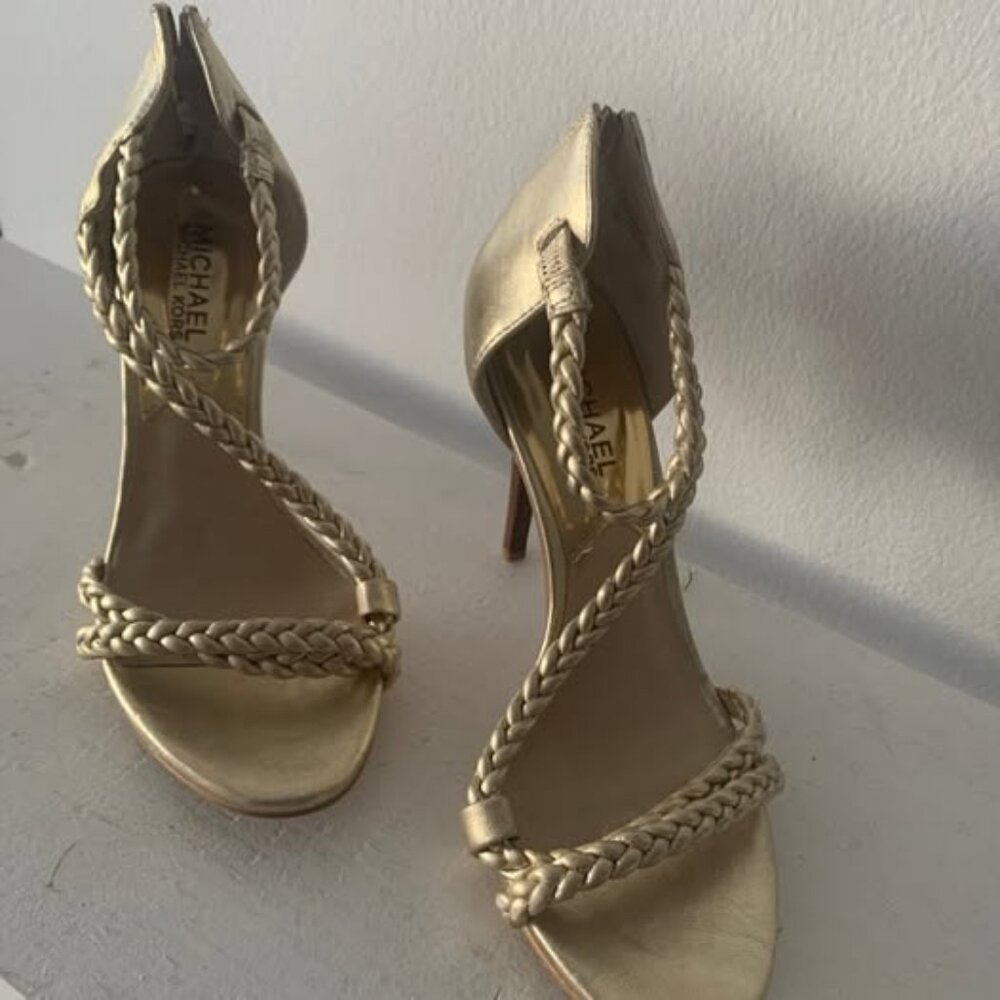 New Michael Kors gold breaded heels size 6